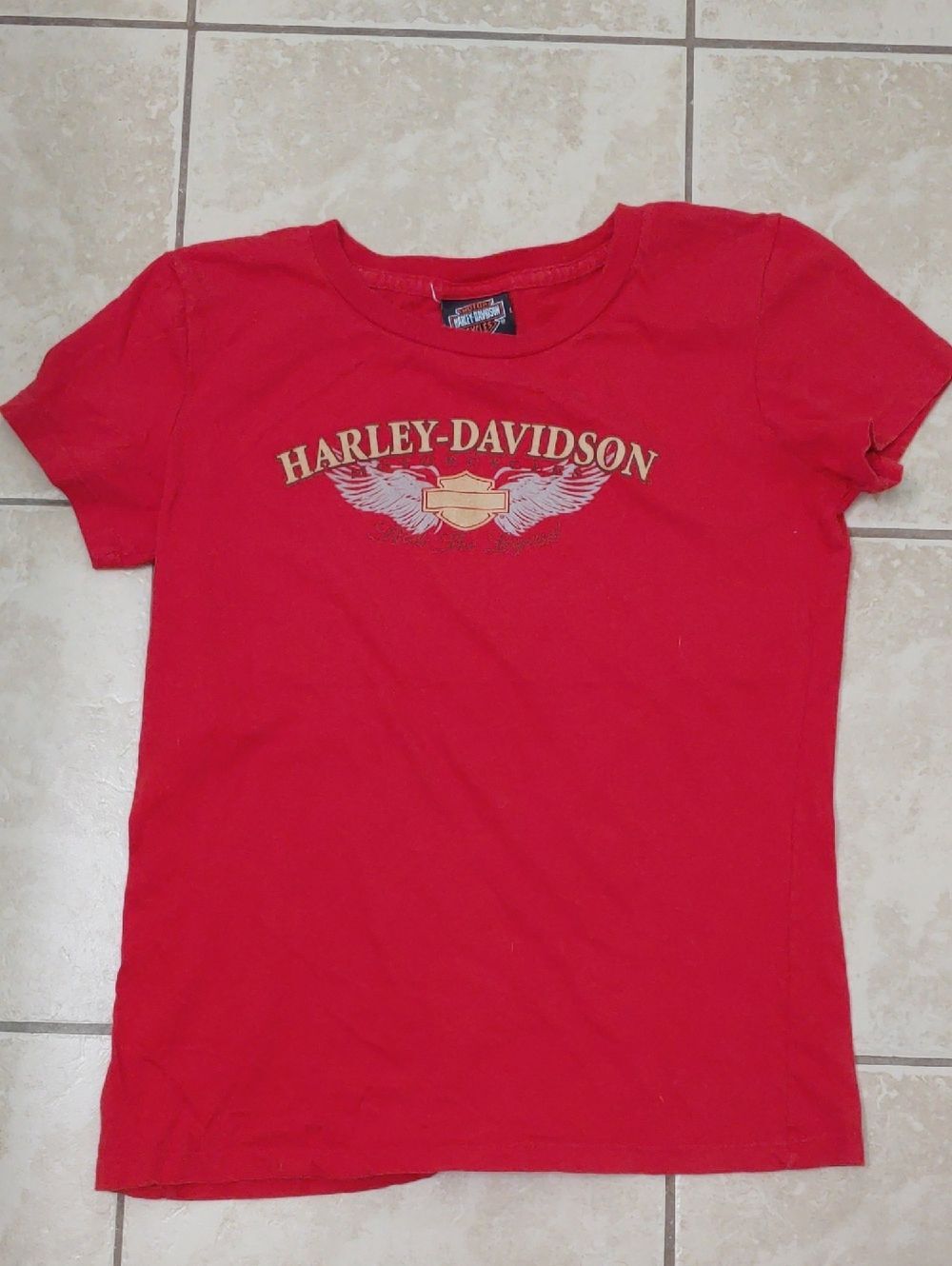 Vintage 00s Harley Davidson Shirt Women's M Red Y2K Angel Wing Tee